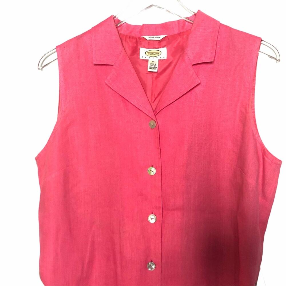 Talbots Irish Linen Sleeveless Shirt Dress Pink 14 - Picture 3 of 9